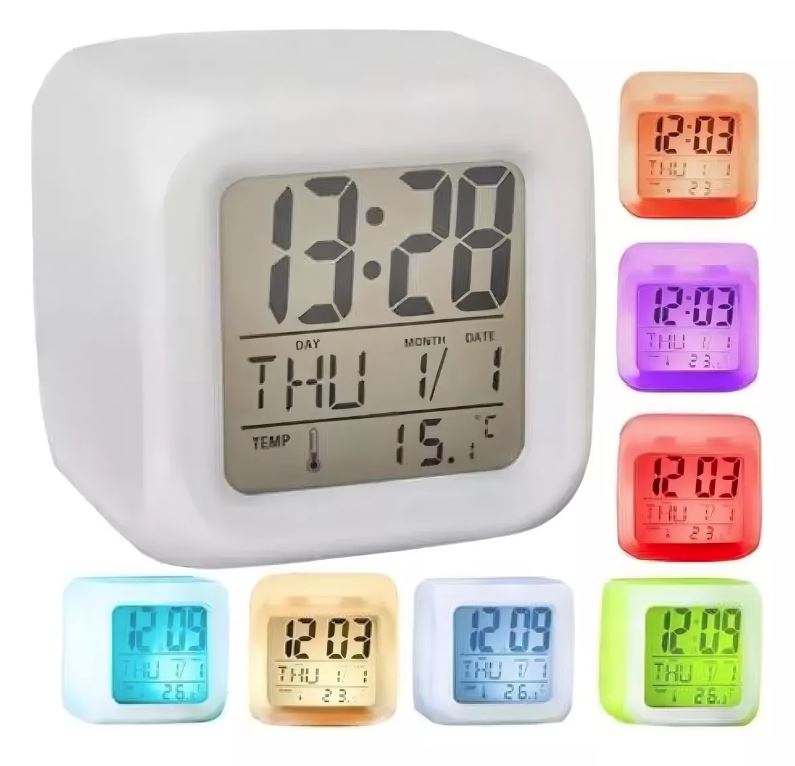 Reloj despertador digital con luces