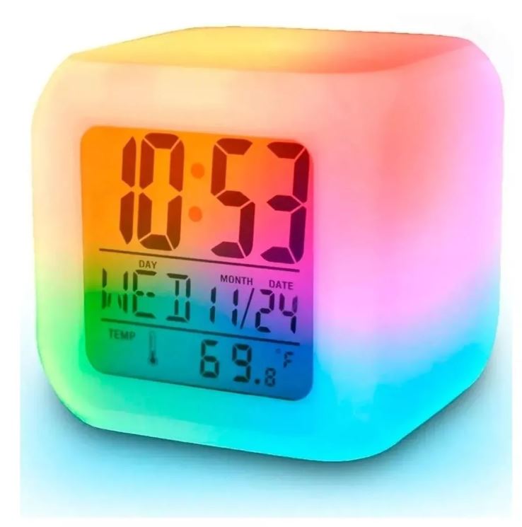 Reloj despertador digital con luces
